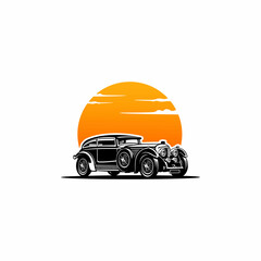 Wall Mural - Vector illustration of classic car, isolated on the white background	