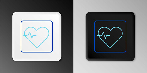 Sticker - Line Heart rate icon isolated on grey background. Heartbeat sign. Heart pulse icon. Cardiogram icon. Colorful outline concept. Vector