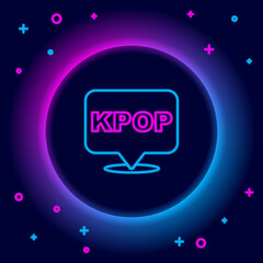 Fototapete - Glowing neon line K-pop icon isolated on black background. Korean popular music style. Colorful outline concept. Vector