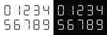 Set Of Digital Clock Digits. Digits Of A Calculator Or Electronic Counter. Vector Illustration