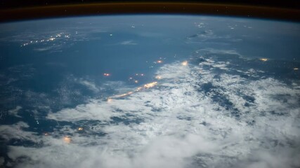 Wall Mural - flight over the earth's surface, made from a space station. 3d rendering