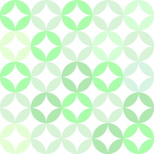 Seamless Geometric Pattern With Circle Shapes, Green Colors Vector Drawing