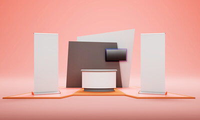 Fair Trade Booth, Retail Trade Stand, Advertising POS POI Promotion counter, 3D rendering