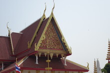 Colourful Gable Of Wat Lot Chong Temple, Ayutthaya, Thailand