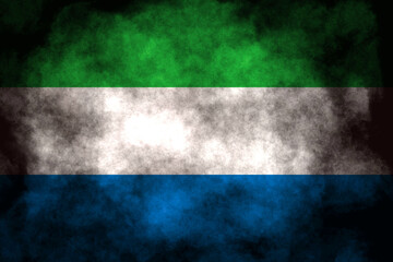 Closeup of grunge Republic of Sierra Leone flag