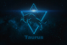 Zodiac Sign Taurus On A Background Of The Starry Sky.