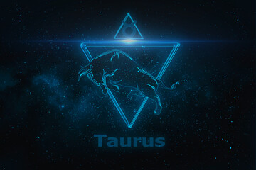 Wall Mural - Zodiac sign Taurus on a background of the starry sky.