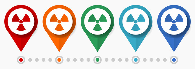 Poster - Radiation, nuclear concept vector icon set, flat design pointers, infographic template