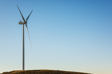 Wall Mural - turbines in a mountain wind farm. ecological energy production.