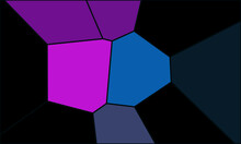 Stylish Graphic Mosaic Or Puzzle Consists Of Blue Violet Purple Black Polygons. Laconic Abstract Composition. Conceptual Geometric Flat Design. Digital Artwork. Great As Cover, Print, Blank.