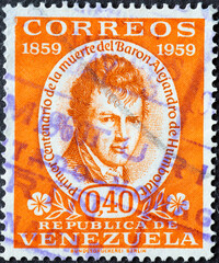 Wall Mural - Venezuela - circa 1959: a postage stamp from Venezuela, showing a portrait of the scientist Alexander von Humboldt