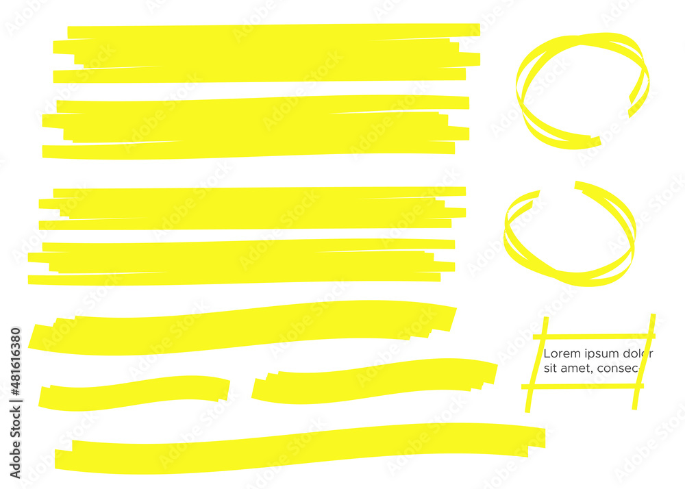 yellow marker text selection. Yellow watercolor hand drawn highlight ...