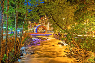 Canvas Print - Borjomula river in the evening, Georgia.