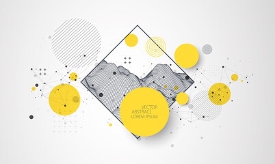Trendy abstract wireframe background. Modern science or technology art elements. Surface illustration. Vector.