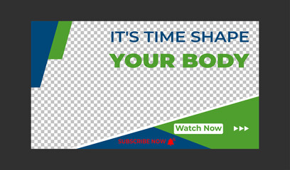 Wall Mural - Editable Medical, Health and fitness training, exercise, social media web banner, and youtube thumbnail template | Youtube live stream video thumbnail for marketing agency | video thumbnail | Youtube