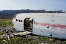 The wreckage of an old plane