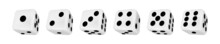 Realistic 3d Casino Rolling Dice Showing Numbers One To Six. Board Game Cubes Playing Variants. Gambling Dice Roll, Craps Throw Vector Set