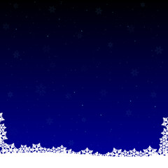 Fototapete - White color snow on blue background and snowflakes at the bottom christmas background. Vector stock illustration.