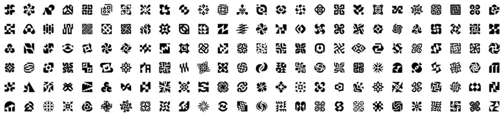 Poster - Abstract logos collection. Geometric abstract logos. Icon design