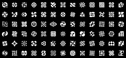 Poster - Abstract logos collection. Geometric abstract logos. Icon design