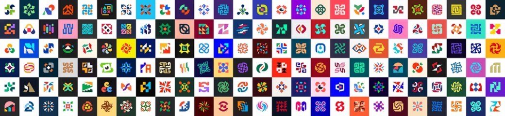 Poster - Abstract logos collection. Geometric abstract logos. Icon design