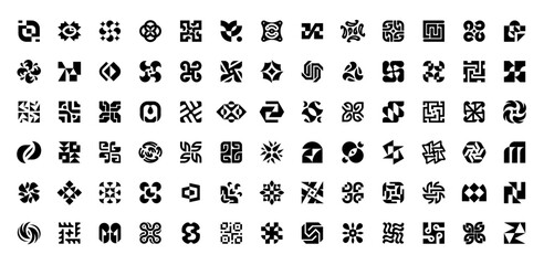 Poster - Abstract logos collection. Geometric abstract logos. Icon design