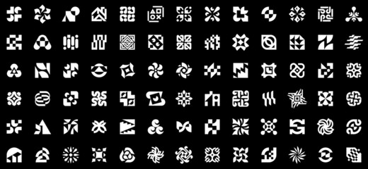 Poster - Abstract logos collection. Geometric abstract logos. Icon design