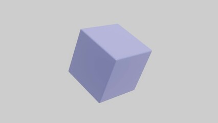 Violet very peri 3D cube rotates on a white background. Abstract seamless loop 3D rendered motion graphic object