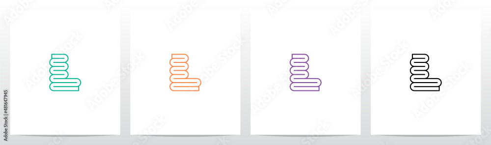 Folded Lines Letter Logo Design L Stock Vector | Adobe Stock