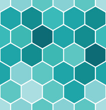 Seamless Turquoise Honeycomb Pattern. Vector Repeating Background. 