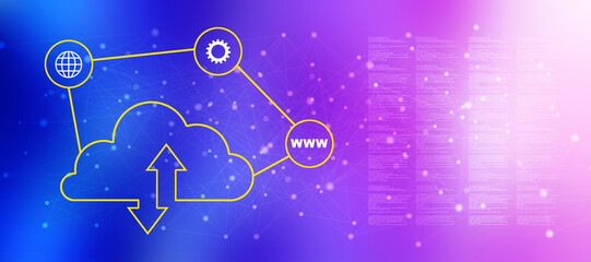 Poster - 2d illustration Cloud with uploading downloading arrow 
