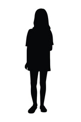 Wall Mural - Young woman silhouette vector on white background