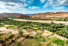 Ait Ben Haddou In Morocco. Farmed Fields At The Foot Of The Ksar