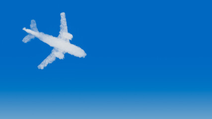 Poster - clouds in the shape of an airplane; concept about air travel 3D rendering