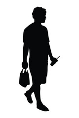 Wall Mural - Young man silhouette vector isolated on white background