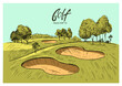 Golf course. Sketch vector illustration. Golf club, golf tournament