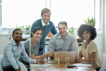 Poster - we're ready for success. real life businesspeople shot on location. since these locations are the re