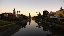 Los Angeles Venice Canal Reflections At Sunset California USA