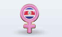 3d Women Day Symbol Costa Rica Flag Rendering Front View