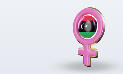 3d women day symbol Libya flag rendering right view