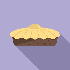 Wall Mural - Thanksgiving apple pie icon flat vector. Cake dessert