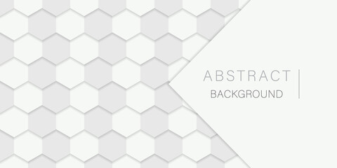 Wall Mural - white hexagon background. hexagonal white futuristic pattern. digital blank grey banner. abstract mo