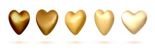 3d Realistic Gradient Golden Balloons In Heart Shape.