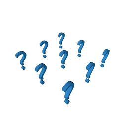 Poster - Blue 3d question marks.