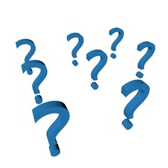 Poster - Blue 3d question marks.