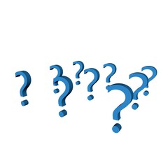 Poster - Blue 3d question marks.