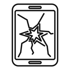 Poster - Tablet broken screen icon outline vector. Repair mobile