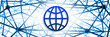 Globale Vernetzung von Firmen dargestellt mit blauer Illustration