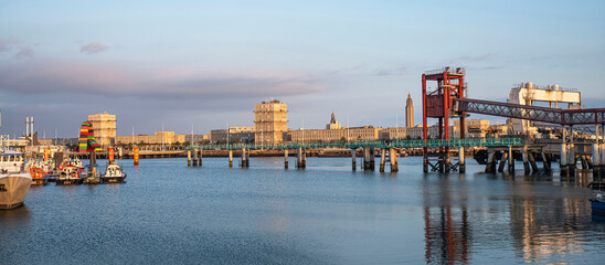 Wall Mural - Ferry dock in the port of Le Havre in France