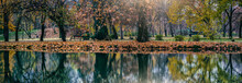Reflection Of Trees In Water.Beautiful Panorama With A View Of The Landscape